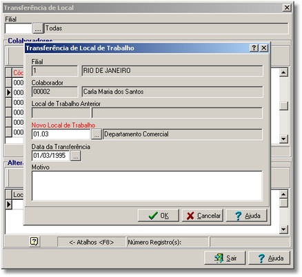 Alteração de Local de Trabalho
