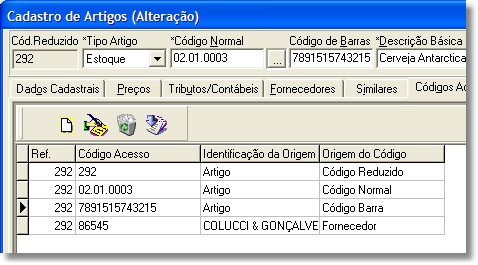Códigos de acesso ao artigo