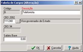 Cadastro de Cargos