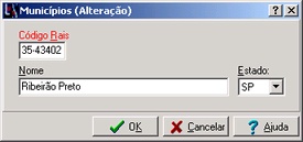 Cadastro de Municípios para a RAIS