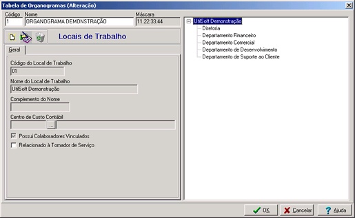 Cadastro de Organogramas