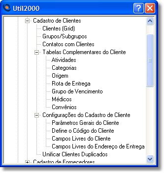 Menu do cadastro de artigos