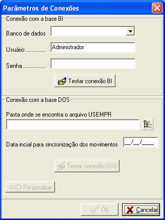 Conexão com os bancos de dados UtilBI e EmpresaUtil-DOS