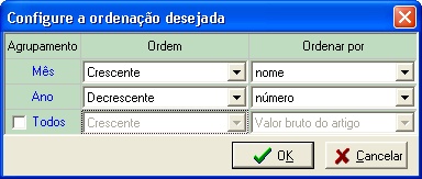 Configura a ordenação desejada