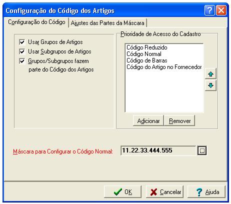 Configura Cógigo do Artigo
