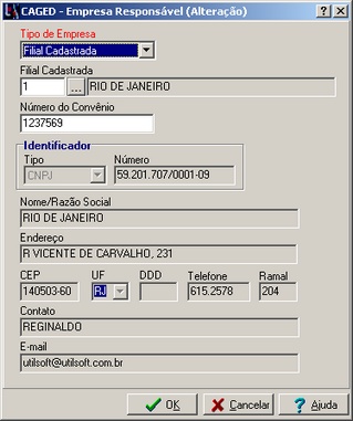 Configurações para o CAGED