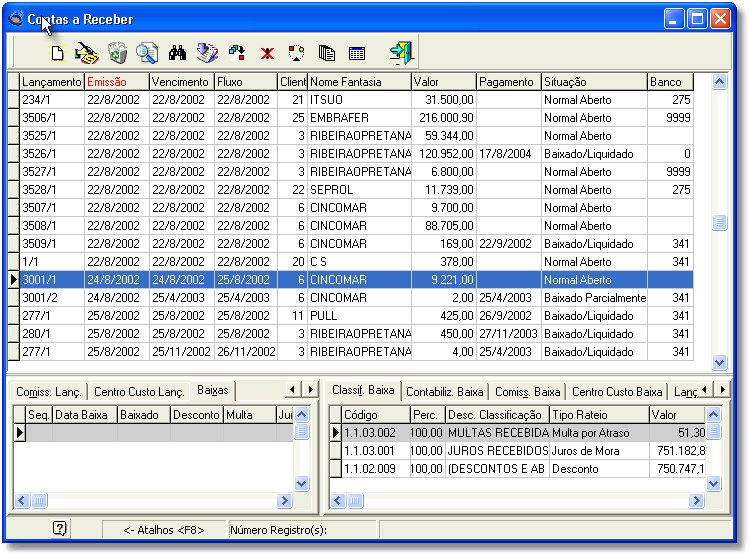 Grid de Contas a Receber