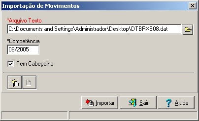 Importação de Movimentos