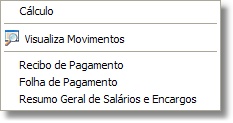 Menu da folha de 13. salário
