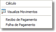Menu das opções do adiantamento do 13. salário