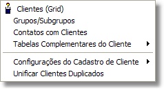 Menu do Cadastro de Clientes Menu do Cadastro de Clientes
