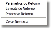 Menu das opções da cobrança eletrônica