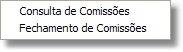 Menu de comissões de vendedores