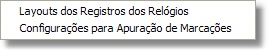 Menu das Configurações de Automação de Ponto Menu das Configurações de Automação de Ponto