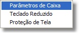 Menu de configuração de caixa
