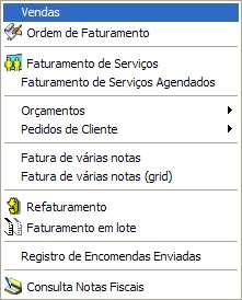 Figura 1 - Menu faturamento