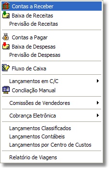 Menu do Financeiro