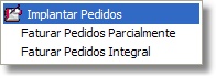 Menu de Opções de Pedidos de Cliente