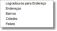 Menu das Tabelas que compõe o CEP Menu das Tabelas que compõe o CEP