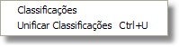 Menu das opções da Classificação Gerencial