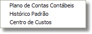 Menu das Tabelas Contábeis Menu das Tabelas Contábeis