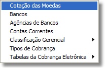Menu das Tabelas Financeiras