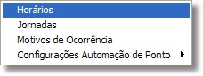 Menu das Tabelas de Automaçao de Ponto Menu das Tabelas de Automaçao de Ponto