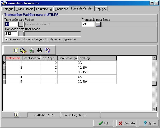 Configuração dos Parametros Genéricos