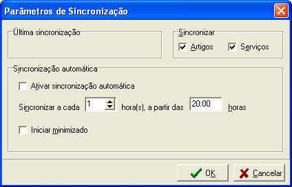Parâmetros para a sincronização
