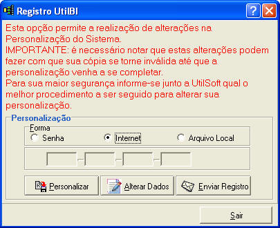 Personalização do sistema