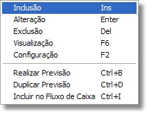 Menu do Botão Direito da Previsão de Despesas