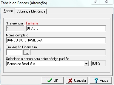 Tabela de Bancos - Identificação do Banco