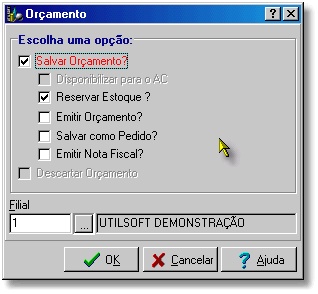 Tela Final Orcamento